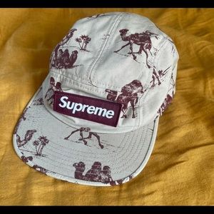 Supreme camel print 5 panel camper hat